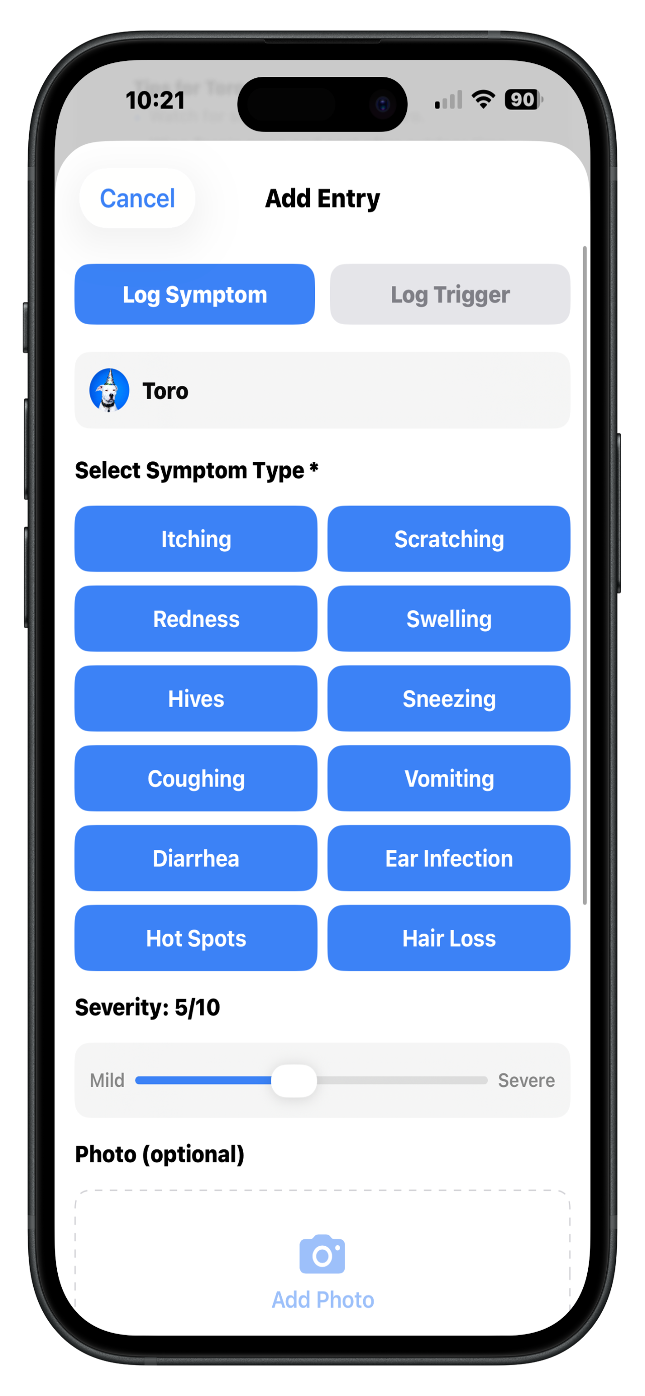 Symptom Logging