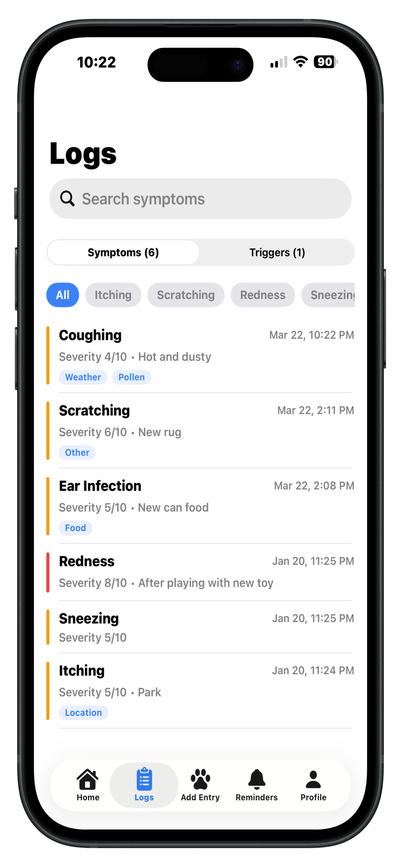 Symptom Logs